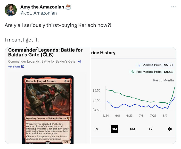 《柏德之門3》變熱門後《魔法風雲會》卡菈克角色卡牌漲價 《柏德之門3》變熱門後《魔法風雲會》卡菈克角色卡牌漲價