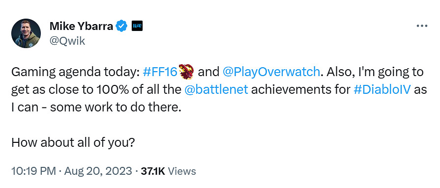 玩遊戲時間真多 暴雪總裁打算完成《暗黑4》戰網全成就