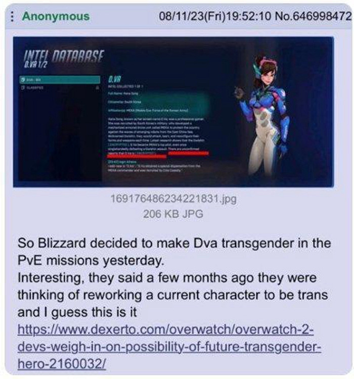 逆天！暴雪將來有可能把《鬥陣特攻2》的D.Va改成跨性別者?
