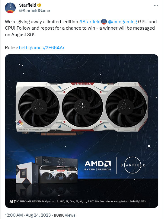 官推抽獎活動!B社《星空》主題顯卡和CPU免費送! 官推抽獎活動!B社《星空》主題顯卡和CPU免費送!