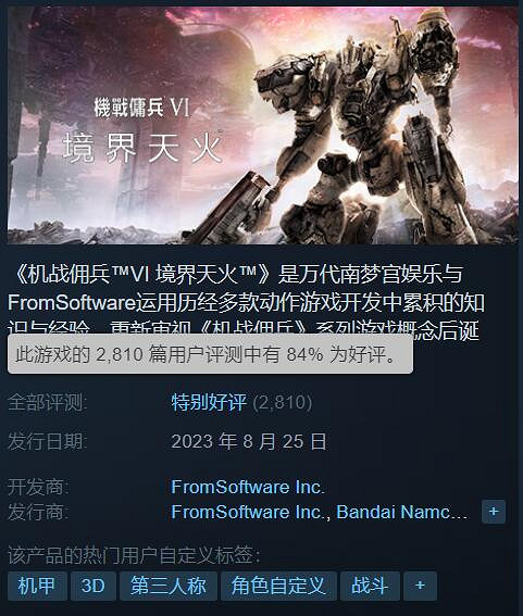 《裝甲核心6》今日發售！Steam火爆 線上人數接近13萬
