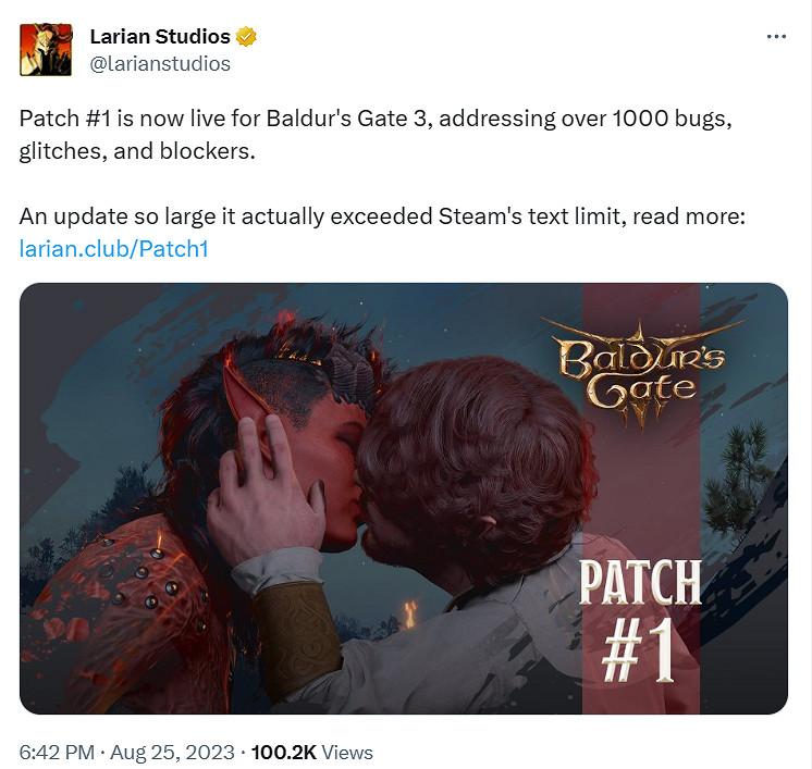 《柏德之門3》1號大型更新檔已更新!下個更新檔將改善性能 《柏德之門3》1號大型更新檔已更新!下個更新檔將改善性能