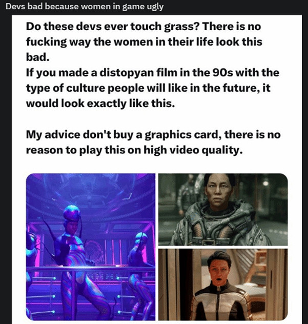 玩家吐槽:《星空》的女性NPC來自90年代異托邦電影 玩家吐槽:《星空》的女性NPC來自90年代異托邦電影