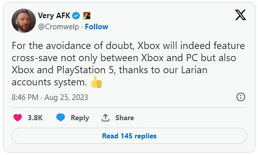 《柏德之門3》Xbox版也支援與PS5版的跨平台存檔功能