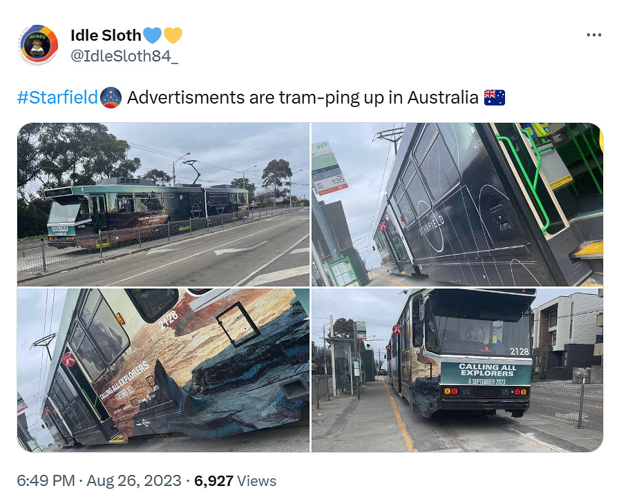 好酷！玩家在澳大利亞發現B社《星空》主題電車！