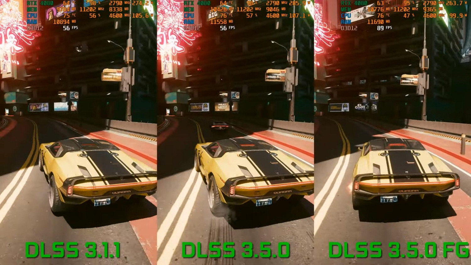《賽博2077》DLSS 3.5 VS DLSS 3.1.1 畫面提升明顯