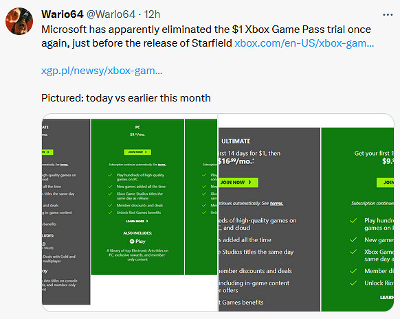 《星空》發售在即！微軟再次取消  Xbox Game Pass (XGP)  一美元試用優惠