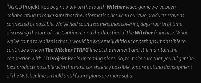 《巫師TTRPG》停更讓路!《巫師4》已進入開發階段 《巫師TTRPG》停更讓路!《巫師4》已進入開發階段
