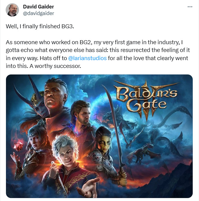 《闇龍紀元》編劇通關《柏德之門3》後稱讚拉瑞安！