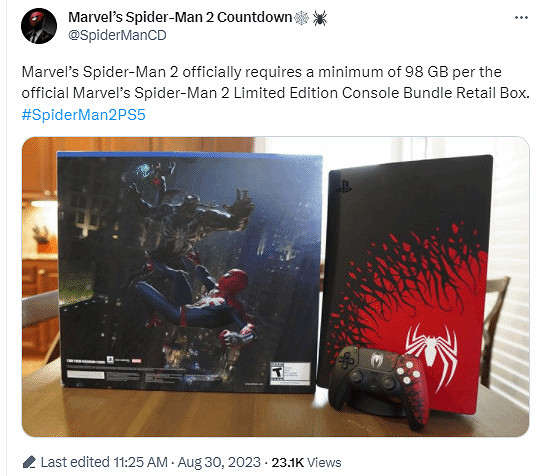 曝《漫威蜘蛛人2》容量高達98GB 你的空間還夠嗎？