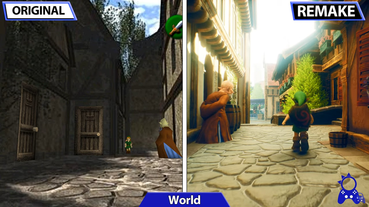 《塞爾達傳說：時之笛》原版與虛化5重製版畫面對比