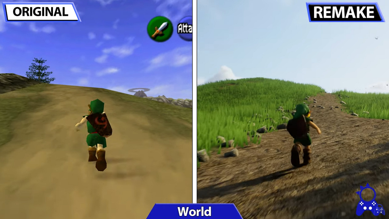 《塞爾達傳說：時之笛》原版與虛化5重製版畫面對比