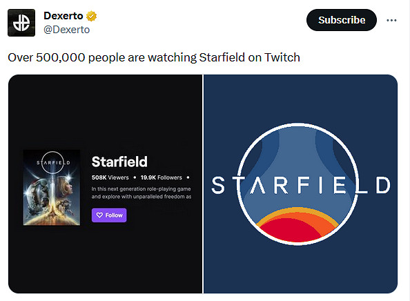 《星空》高級版解禁！Twitch直播觀看人數超50萬