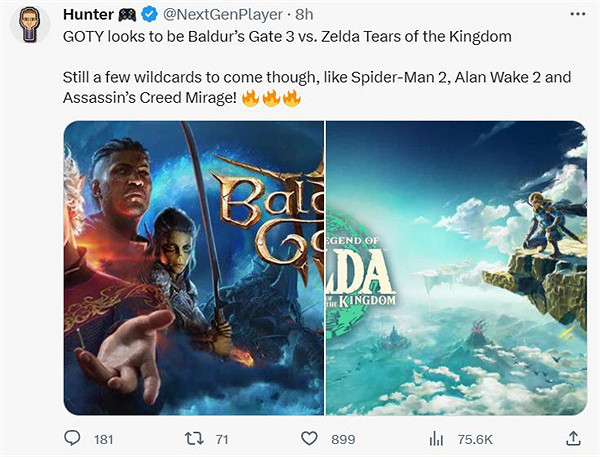 國外博主：年度最佳將來有可能從《博德3》和《王淚》中決出