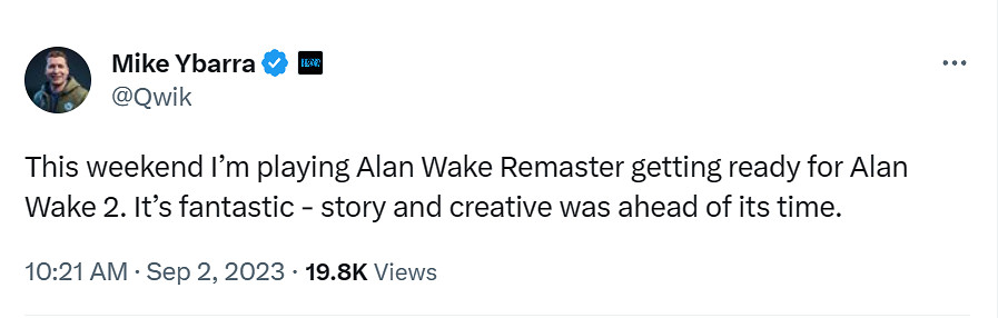 暴雪總裁曾對《星空》超期待 本周末卻在玩《心靈殺手》 暴雪總裁曾對《星空》超期待 本周末卻在玩《心靈殺手》