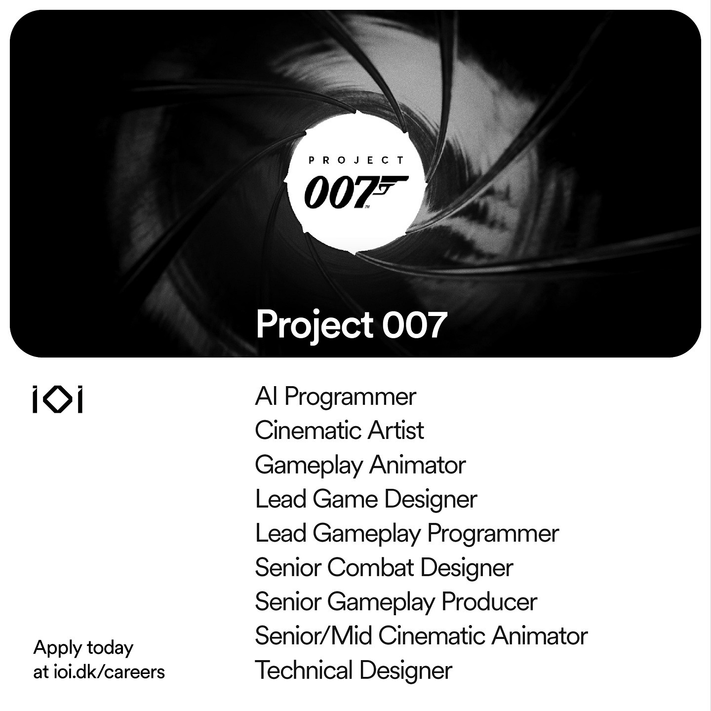 《殺手》開發商IOI開始招兵買馬！007特工遊戲籌備中