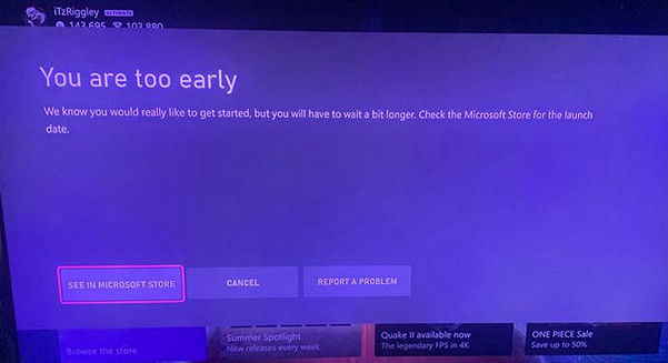 Xbox客服回應《星空》出現“你來太早了”的報錯問題