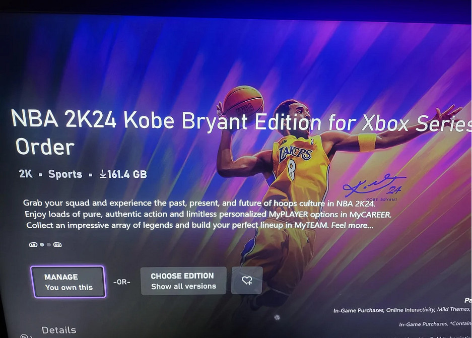 《NBA 2K24》XSX|S版檔案大小161GB!比《星空》還大 《NBA 2K24》XSX|S版檔案大小161GB!比《星空》還大