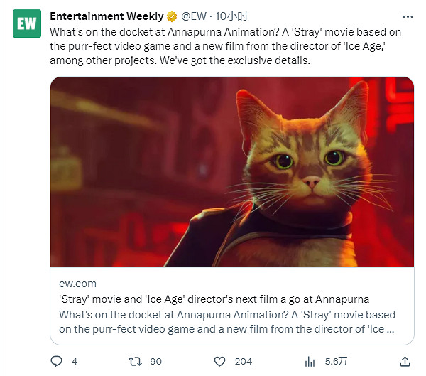 高分獨立遊戲 貓貓模擬器《浪貓》將改編成動畫電影 高分獨立遊戲 貓貓模擬器《浪貓》將改編成動畫電影