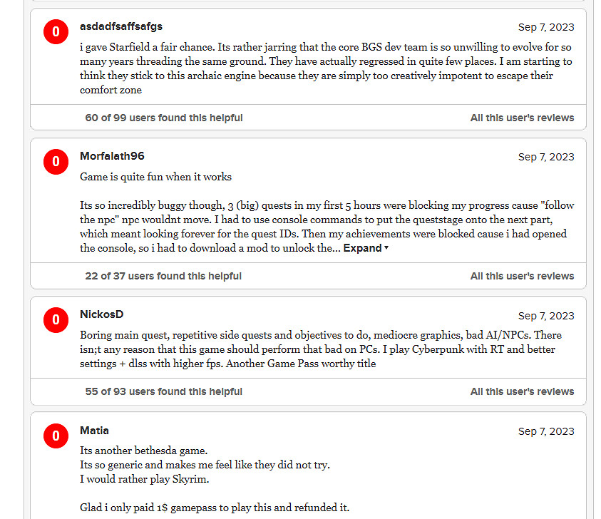 《星空》M站玩家評分解禁！僅有5.4分 大量玩家0分差評