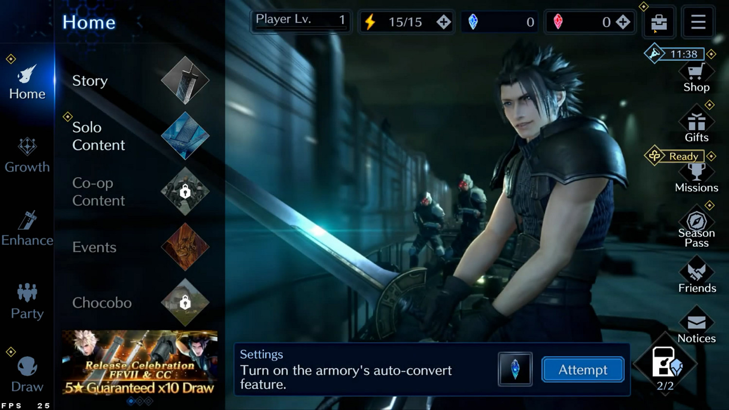 PC玩家已可遊玩4K版手遊《最終幻想7：永恒危機》！