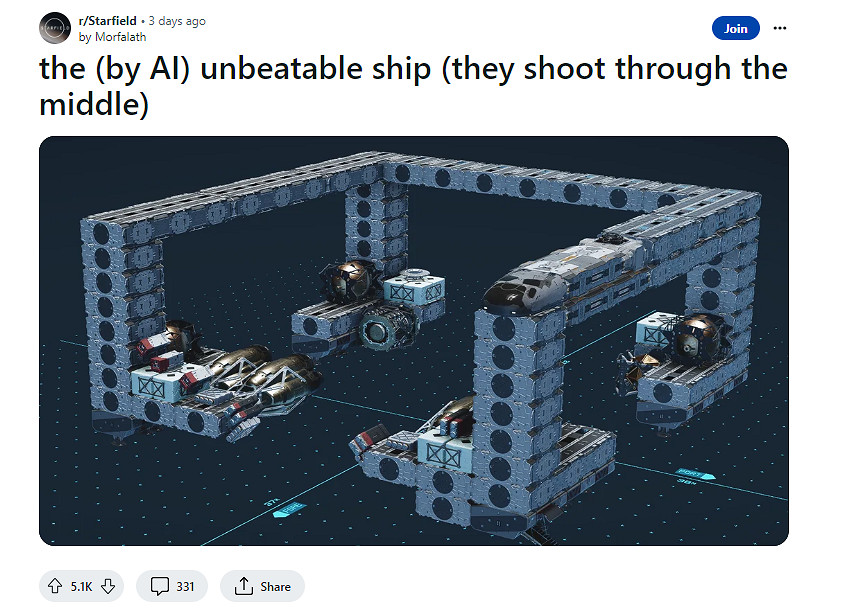 騙過AI！《星空》玩家打造出的醜陋飛船竟然很好用？