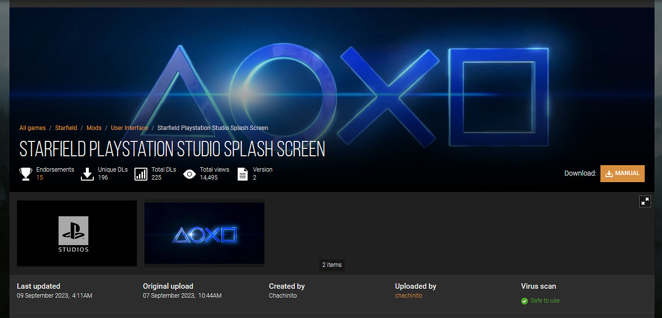 玩家自製MOD將《星空》啟動動畫替換成索尼PS遊戲開場