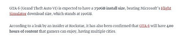 硬碟怕不是要冒煙！謠言稱《GTA6》大小高達750GB！