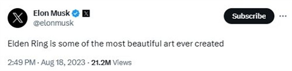 馬斯克通宵玩《艾爾登法環》 只因決定收購推特後壓力太大