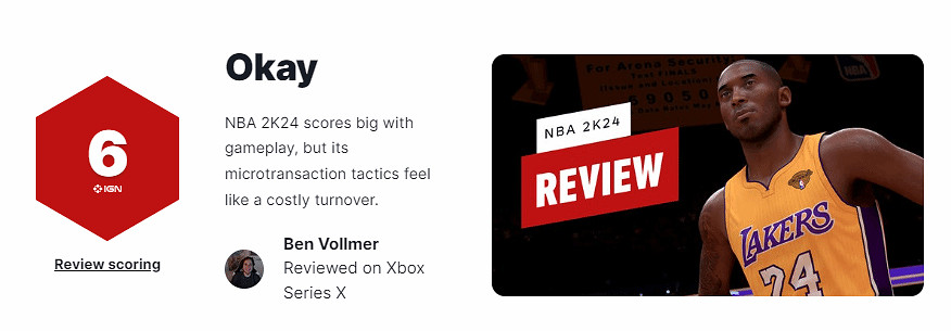 《NBA 2K24》IGN 6分 玩法不錯,但小額付費策略很差! 《NBA 2K24》IGN 6分 玩法不錯,但小額付費策略很差!