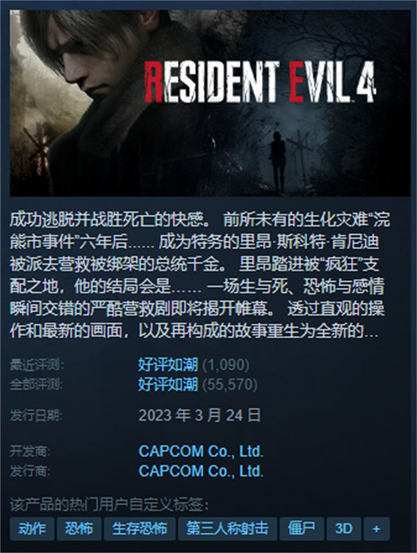 最香的冷飯！《惡靈古堡4：重製版》新史低售價約新台幣849元