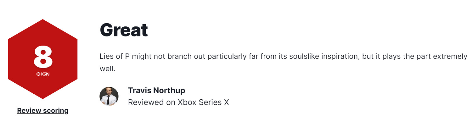 IGN公開《P 的謊言》評價 魂味十足可以考慮入手