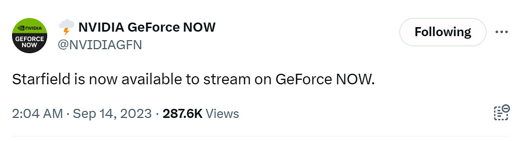 B社《星空》現已加入輝達GeForce NOW雲遊戲平台! B社《星空》現已加入輝達GeForce NOW雲遊戲平台!