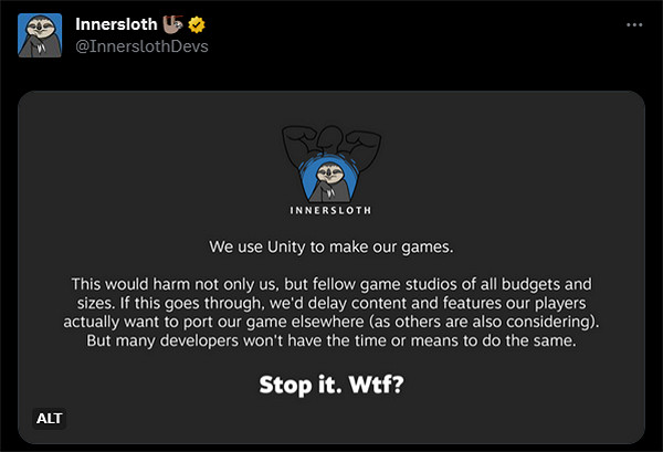Unity收費引起開發商不滿 官方回應:慈善遊戲無需繳費 Unity收費引起開發商不滿 官方回應:慈善遊戲無需繳費