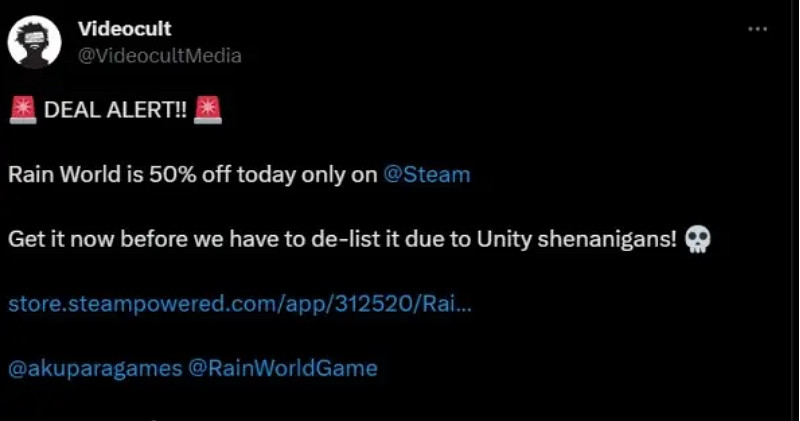 《雨的世界》受Unity風波將來有可能下架 Steam限時5折優惠 《雨的世界》受Unity風波將來有可能下架 Steam限時5折優惠