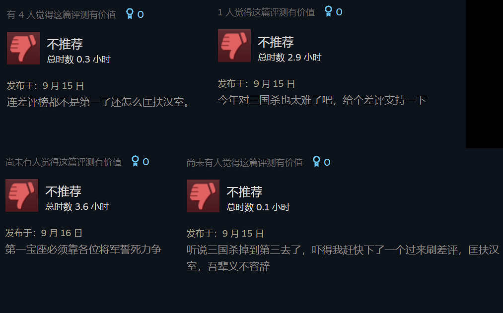 《三國殺》連續兩次未保住Steam差評第一 玩家怒刷差評 《三國殺》連續兩次未保住Steam差評第一 玩家怒刷差評