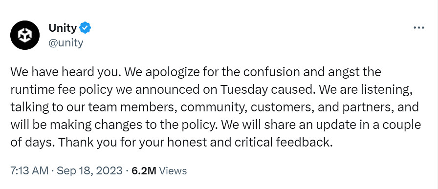 晚報：Untiy發文道歉+暴雪在中國註冊新遊商標