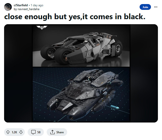 實在是太酷啦!國外玩家在《星空》中打造蝙蝠戰車! 實在是太酷啦!國外玩家在《星空》中打造蝙蝠戰車!