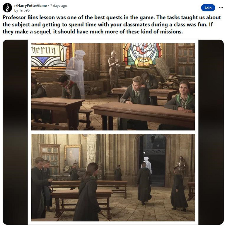 《霍格華茲的傳承》玩家期待續集中出現更多&quot;無聊&quot;情節
