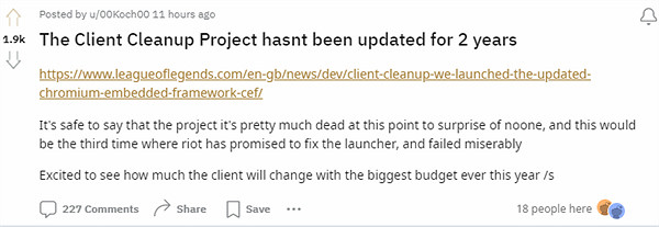 拳頭失信?《LOL》"客戶端清理"項目落空引玩家不滿 拳頭失信?《LOL》"客戶端清理"項目落空引玩家不滿