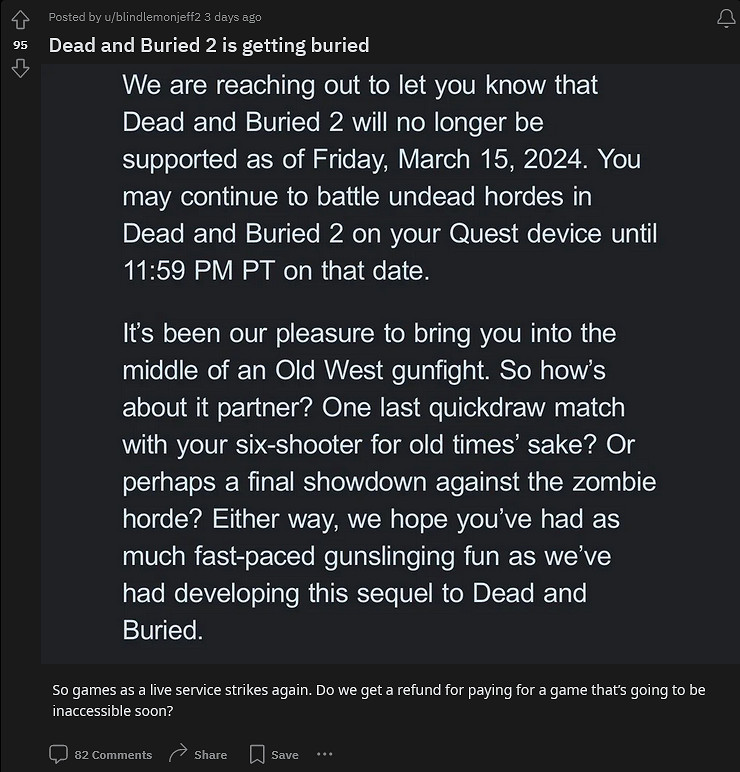 Meta突然關閉三款VR遊戲 暫無任何退款計劃