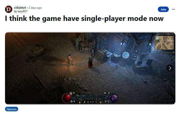 《暗黑4》存在單人模式?玩家發布截圖:街道空無一人 《暗黑4》存在單人模式?玩家發布截圖:街道空無一人