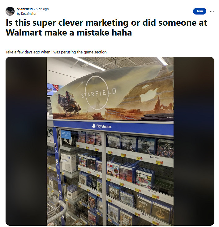 沃爾瑪懂營銷的!PS遊戲貨架上掛著《 星空》海報! 沃爾瑪懂營銷的!PS遊戲貨架上掛著《 星空》海報!