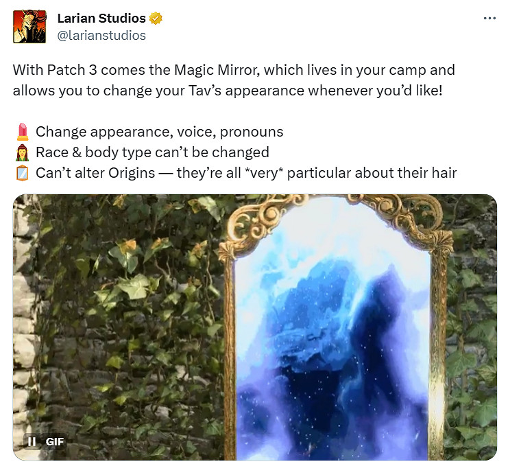 終於來了！《柏德之門3》3號更新檔將添加重新捏臉功能！