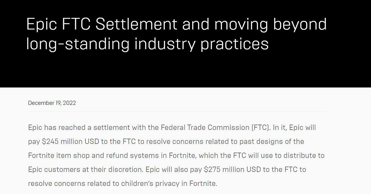 Epic《堡壘之夜》罰款落實 超3700萬使用者可申請退款!