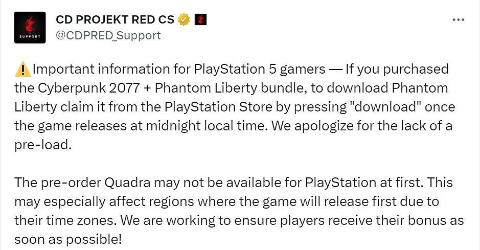 《電馭叛客2077》"往日之影"PS5版捆綁包無法預載! 《電馭叛客2077》"往日之影"PS5版捆綁包無法預載!