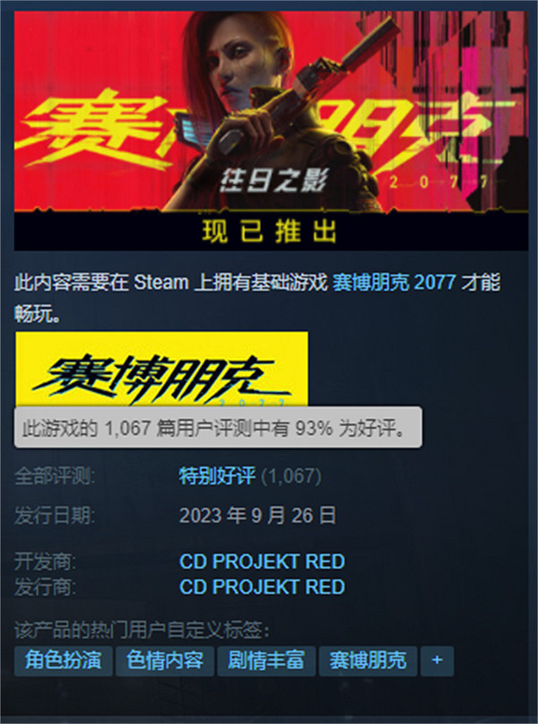 《2077》熱度再次爆表：包攬Steam全球熱銷榜前三！