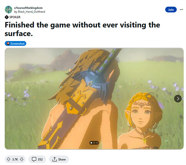 驚為天人！外網玩家表示:沒去地表通關了《王國之淚》