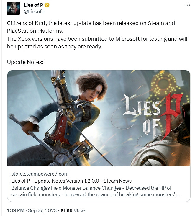 《P 的謊言》新版本來襲 金幣樹處可重置角色等級 《P 的謊言》新版本來襲 金幣樹處可重置角色等級