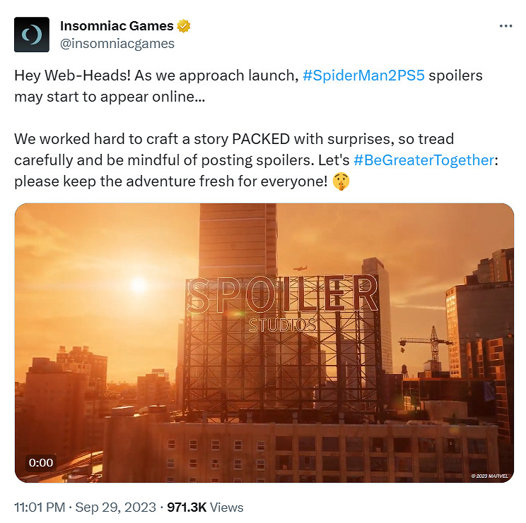 《漫威蜘蛛人2》即將發售失眠組呼籲大家不要劇透！